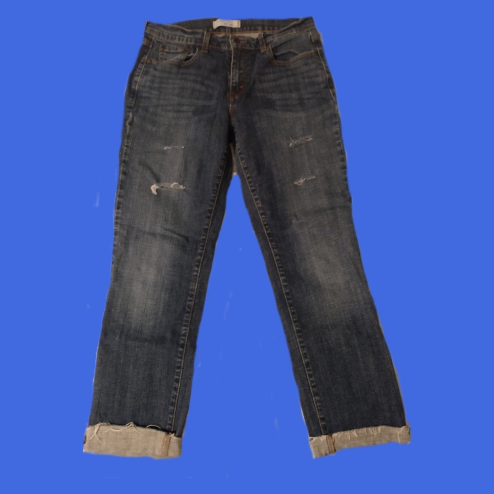🔴 SALE Levi's 505 Cropped Straight Leg Distressed Jeans